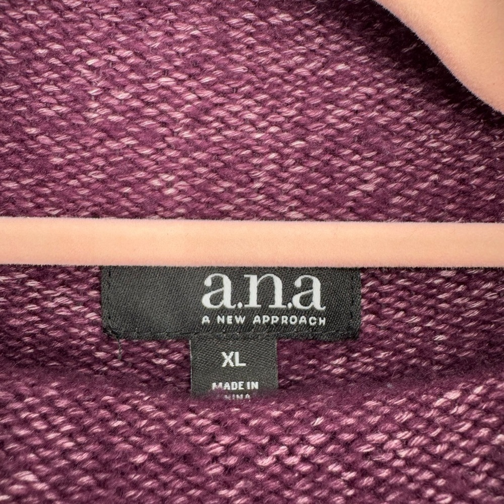 A.N.A. A New Approach Women's Plum Cable Knit Sweater Winter Mock Neck Size XL - Picture 7 of 9